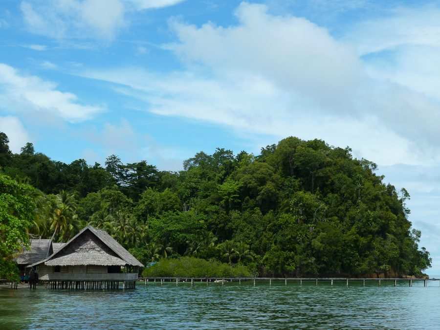 Unsere Reiseroute nach Indonesien - als Animation 1 Bilck aus dem Bungalow