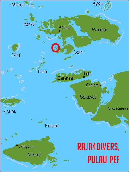 raja4divers pulau pef map